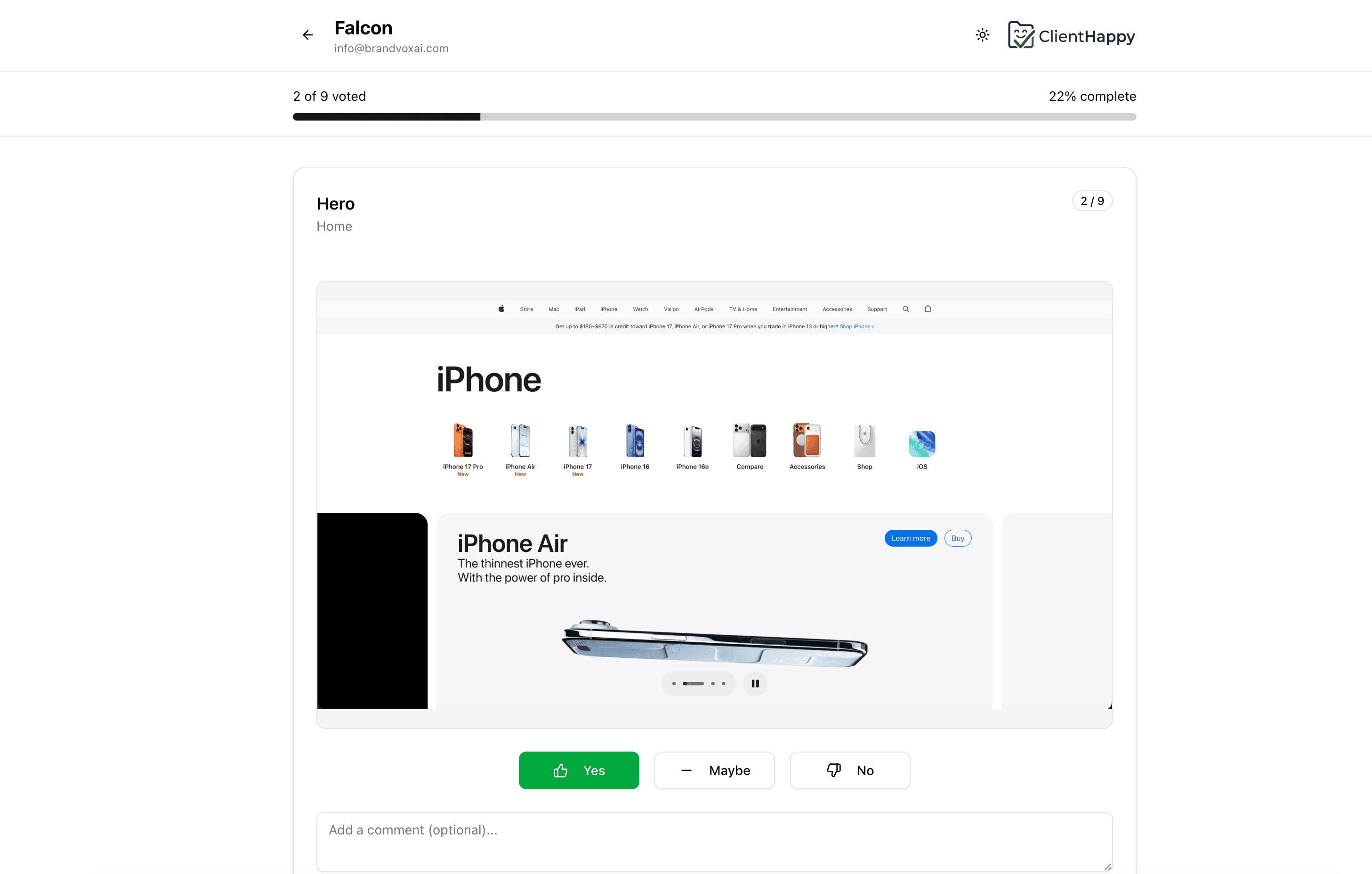 Voting on a screenshot